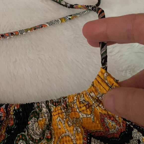 SEXY! Vintage Halter Body Con Midi Dress Multi print Size S-M - Picture 6 of 11